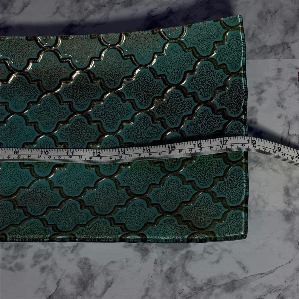 Elegant Teal Decorative Glass Tray